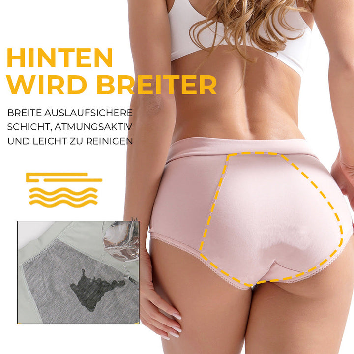 Menstruationshöschen für Damen: auslaufsicher, hohe Taille, bequeme Baumwolle, zuverlässiger Schutz.