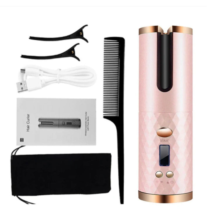 Kompakter, wiederaufladbarer Automatik-Lockenstab – ideal für Reisen & Beauty unterwegs.