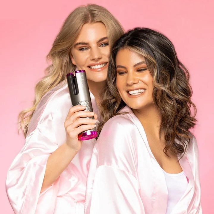 Tragbarer, automatischer Lockenstab für Damen; wiederaufladbar für kabelloses Beauty-Haarstyling.