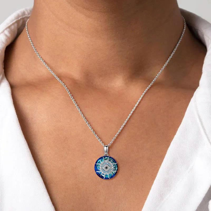 Elegante Damen Halskette "Böser Blick" aus Silber mit schimmernden Zirkonia Steinen, modisches Statement.