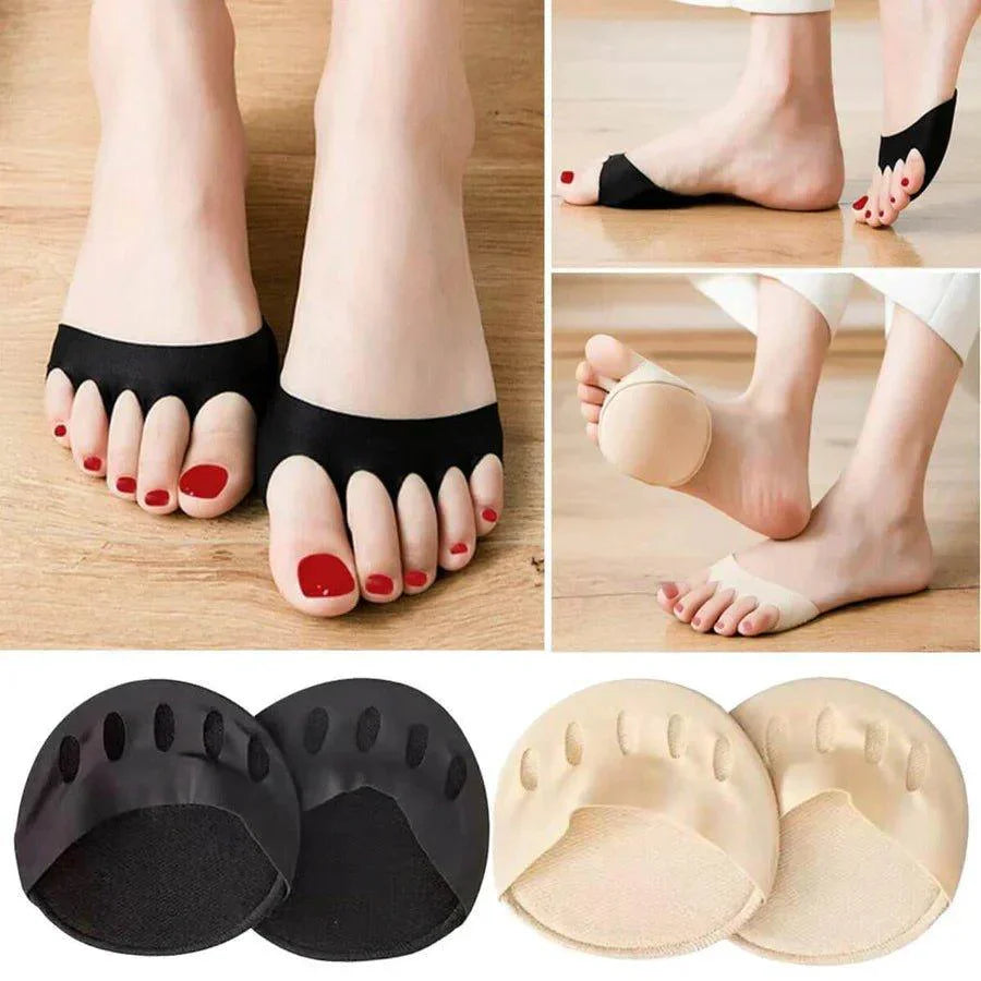 Atmungsaktive, waschbare Fuß-Einlagen als Gel-Ballenpolster für Damen. Eine Größe für alle Damenschuhe.