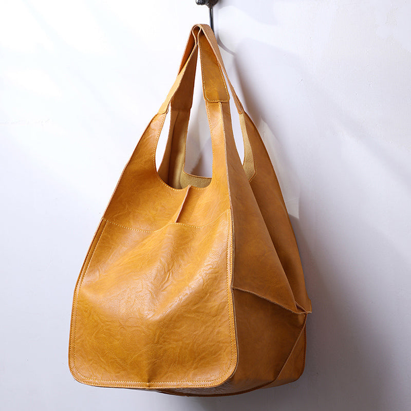 Damen Übergroße Weekender-Handtasche aus Leder; stilvolle Reisetasche für kurze Trips.