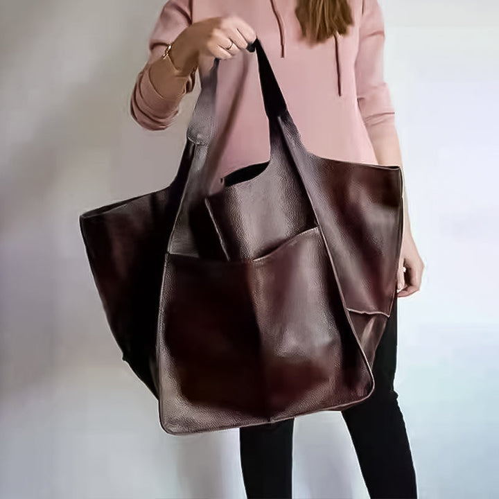 Damen Übergroße Leder-Reisetasche, stilvolle Handtasche und praktischer Weekender.