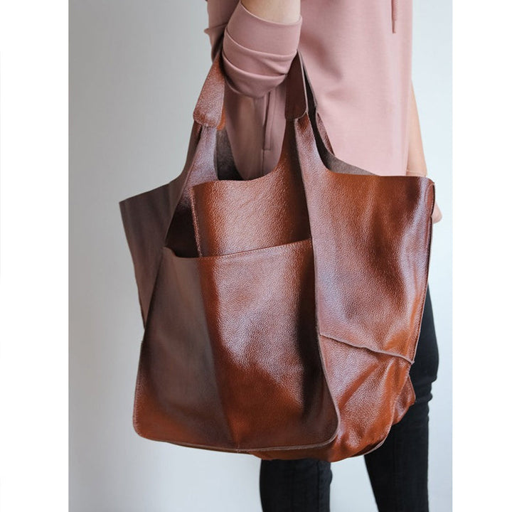 Vielseitige Damen Leder-Handtasche; übergroßer Weekender für stilbewusste Frauen.