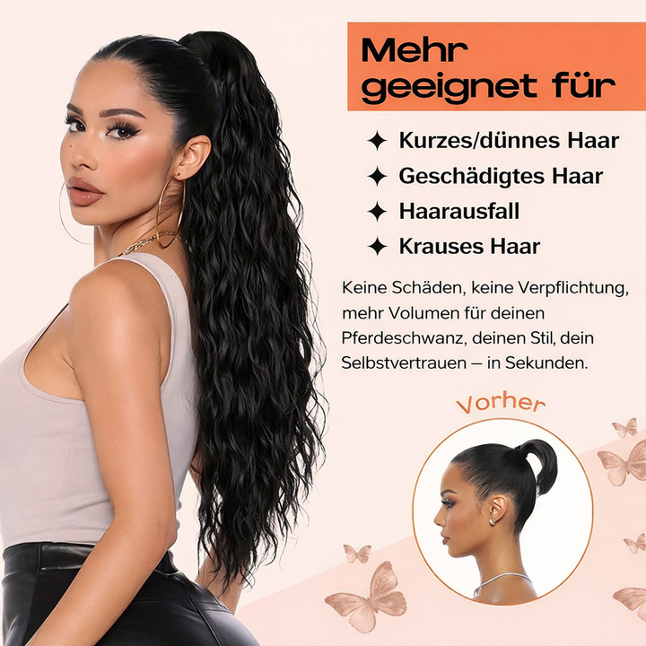Verwandle deinen Pferdeschwanz! Clip-in Extensions für Damen: sofortiges Volumen & zusätzliche Länge.