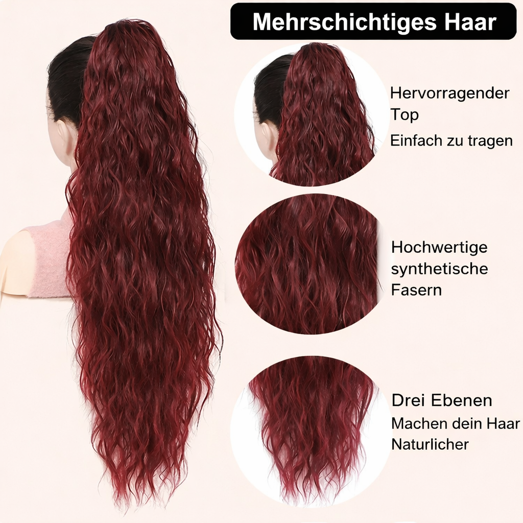 Damen Clip-in Extensions: Pferdeschwanz-Verlängerung aus Kunsthaar für Volumen, Länge und schnelle Frisuren.