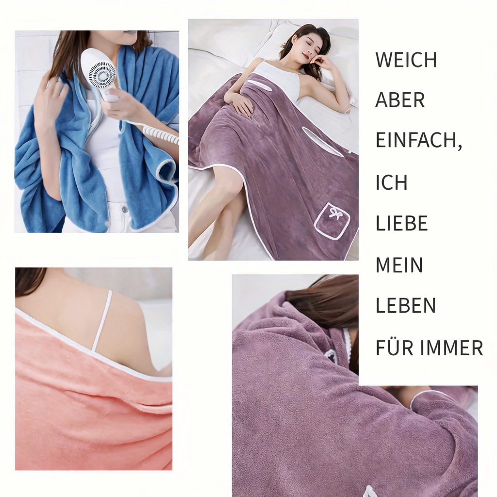 Stilvoller Damen Badetuchwickel für Dusche & Sauna. Schnelltrocknend, komfortabel & rutschfest.