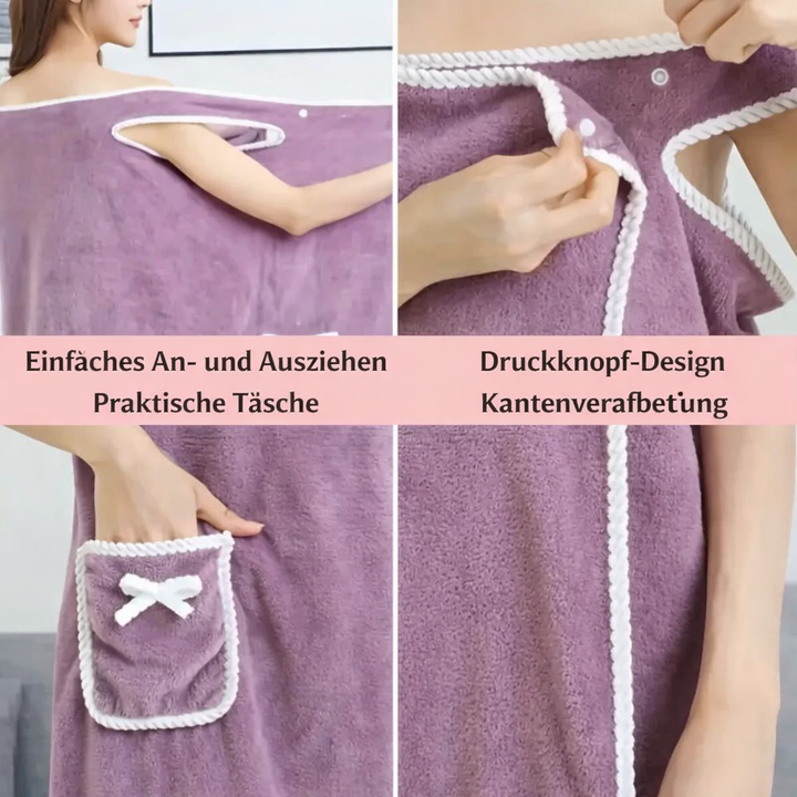 Weicher Damen Badetuch-Wickel in Einheitsgröße. Praktisches Duschhandtuch, schnelltrocknend & rutschfest.
