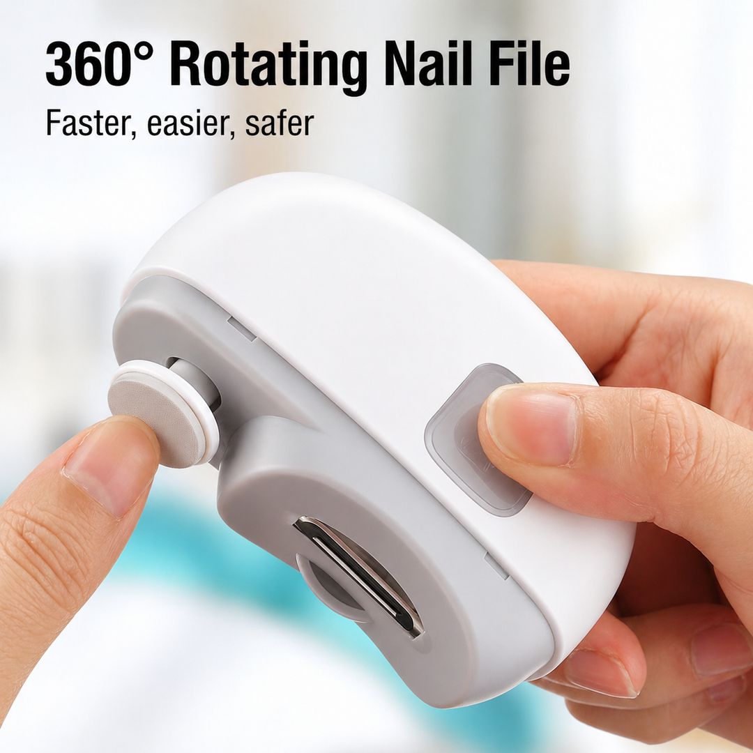Der 3-in-1 Damen Nagelknipser elektrisch. Perfekte Nägel dank präzisem Schnitt und integrierter Nagelfeile.