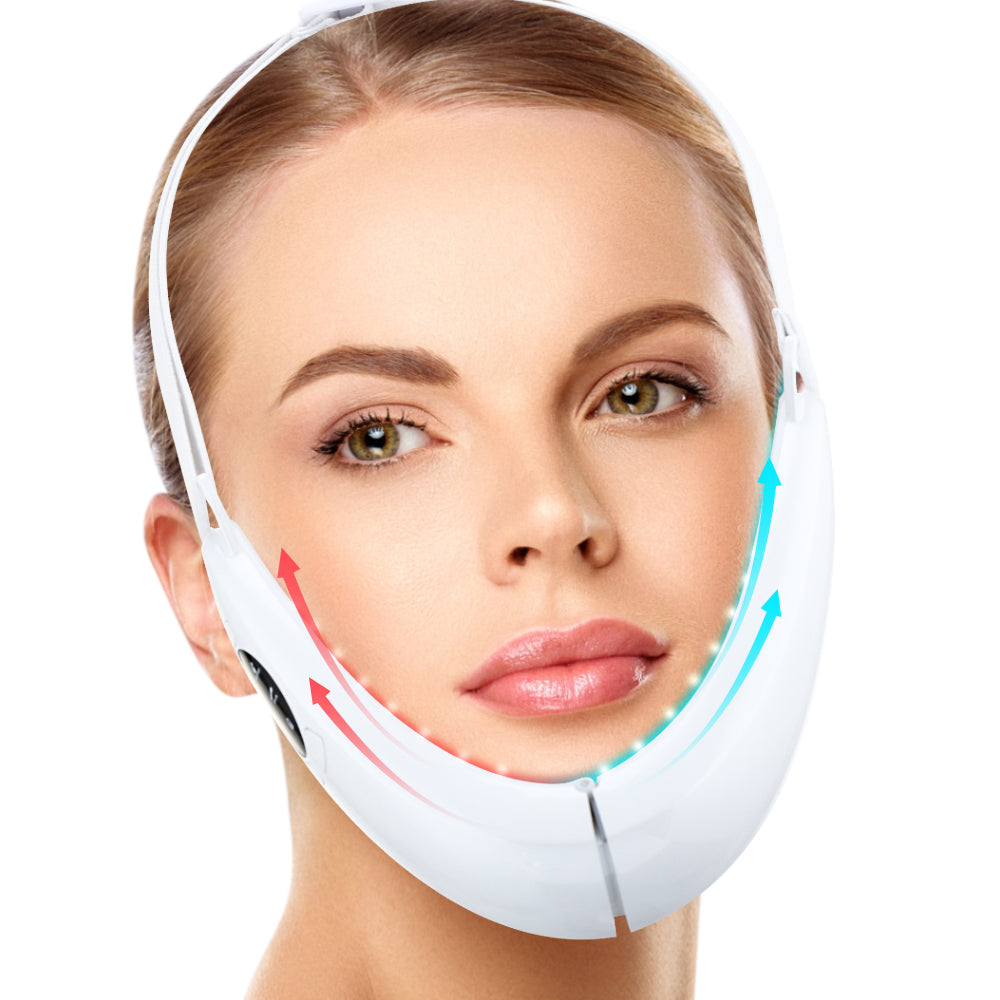 EMS Gesichtsstraffer Set mit LED-Therapie zur einfachen Anwendung für glatte, feste Haut & verbesserte Elastizität.
