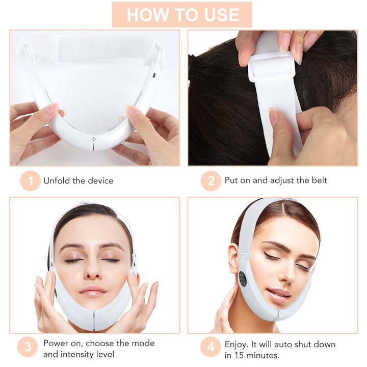 Ergonomischer EMS Gesichtsstraffer mit LED-Licht & Vibrationsmassage für umfassende Anti-Aging Pflege.