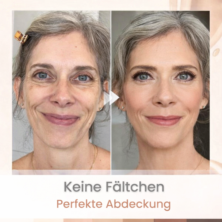Cremige Textur der Farbwechsel Foundation auf Finger; deckt Unregelmäßigkeiten ab; als Concealer nutzbar.