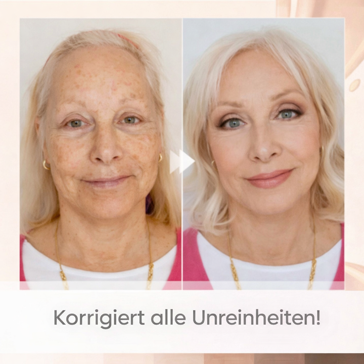 Farbwechsel Foundation Muster auf verschiedenen Hauttönen; flexible Anpassung für jeden Teint.