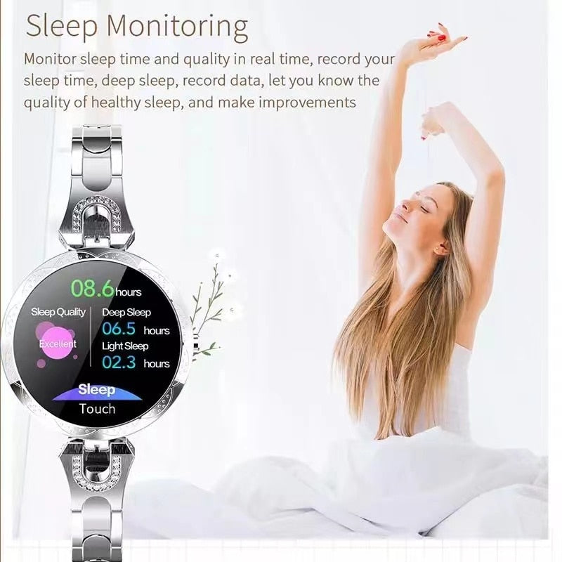 Wasserdichte Damen Sportuhr & Aktivitätstracker mit präzisem Schrittzähler, Pulsmesser und Fitness-Funktionen.