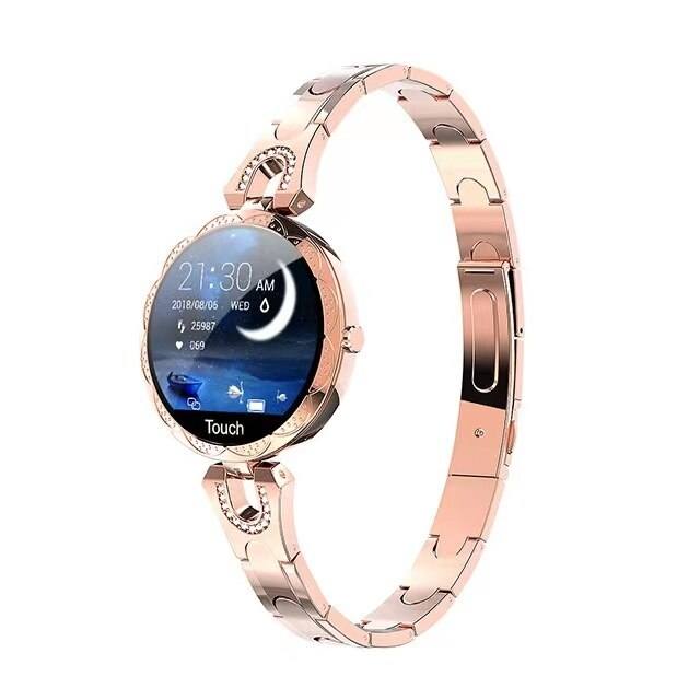 Damen Fitness Smartwatch in Silber, wasserdicht. Gesundheitsuhr mit Schrittzähler, Pulsmesser & Schlaftracker.