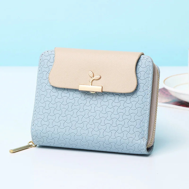 Elegantes Damen Portemonnaie Blätter Design, viele Kartenfächer. Perfekt als Clutch.