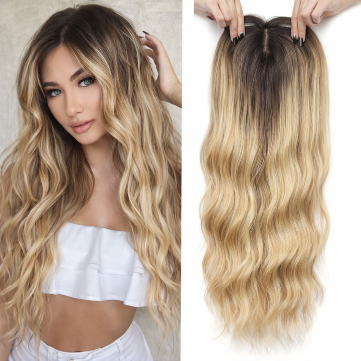 Damen Haar-Topper: Natürliche Haarverdichtung mit welligem Haar. Für mehr Selbstbewusstsein.