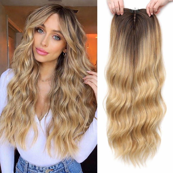 Haar-Topper für Damen. Welliges Haar, Haarverdichtung mit unsichtbarem Ansatz. Alltagstauglich.