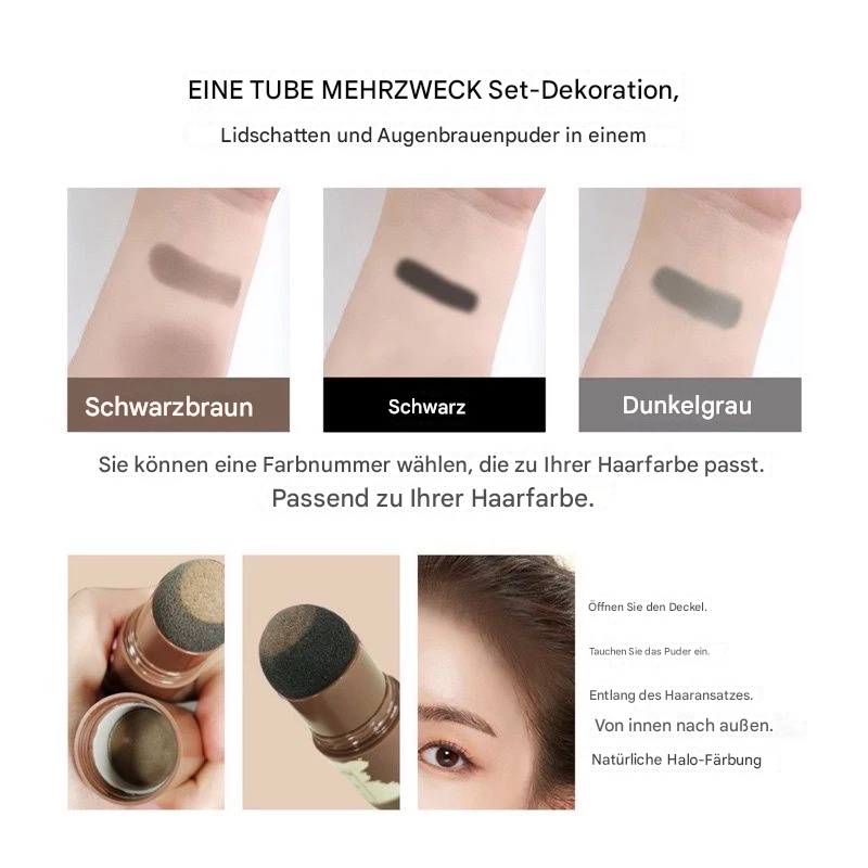 Haaransatz Puder: Schnelle, einfache kosmetische Korrektur grauer Haare & lichter Stellen. Ideal für unterwegs.