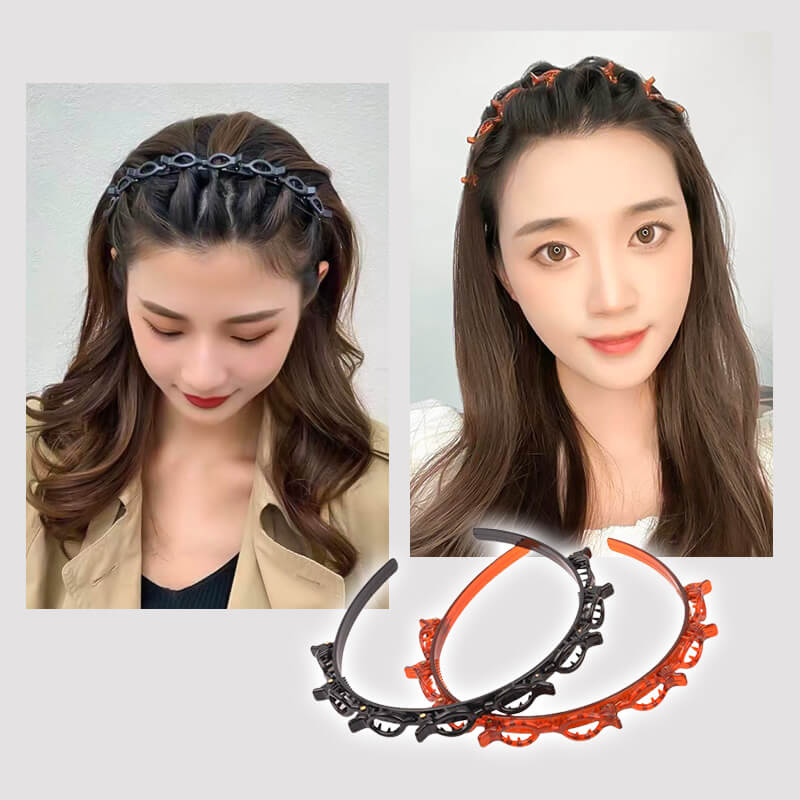 Damen Haarreif mit integriertem Flechtclip für schnelles, elegantes Haarstyling; perfekt für Alltag & Partyfrisuren.