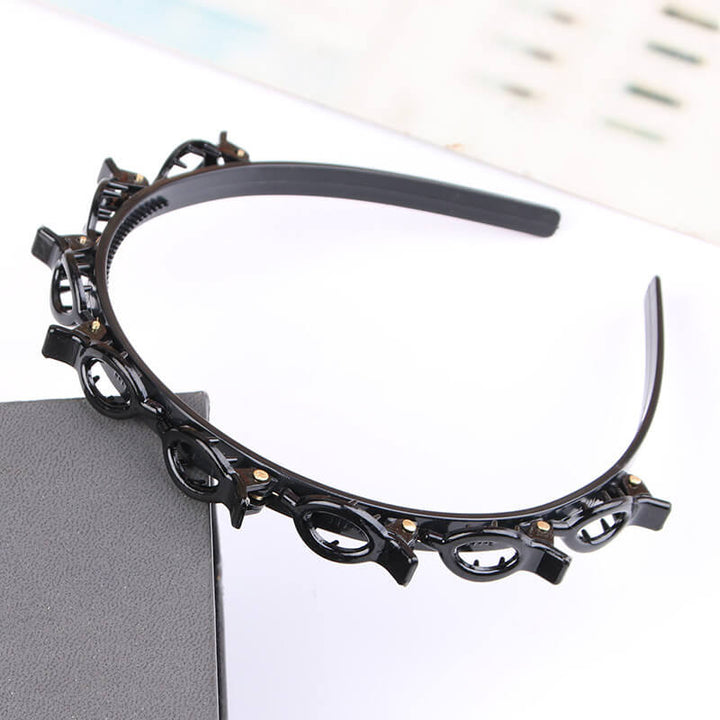 Schnelles Haarstyling leicht gemacht: Damen Haarreif mit Flechtclip für sofortige, elegante Flechtfrisuren in Sekunden.