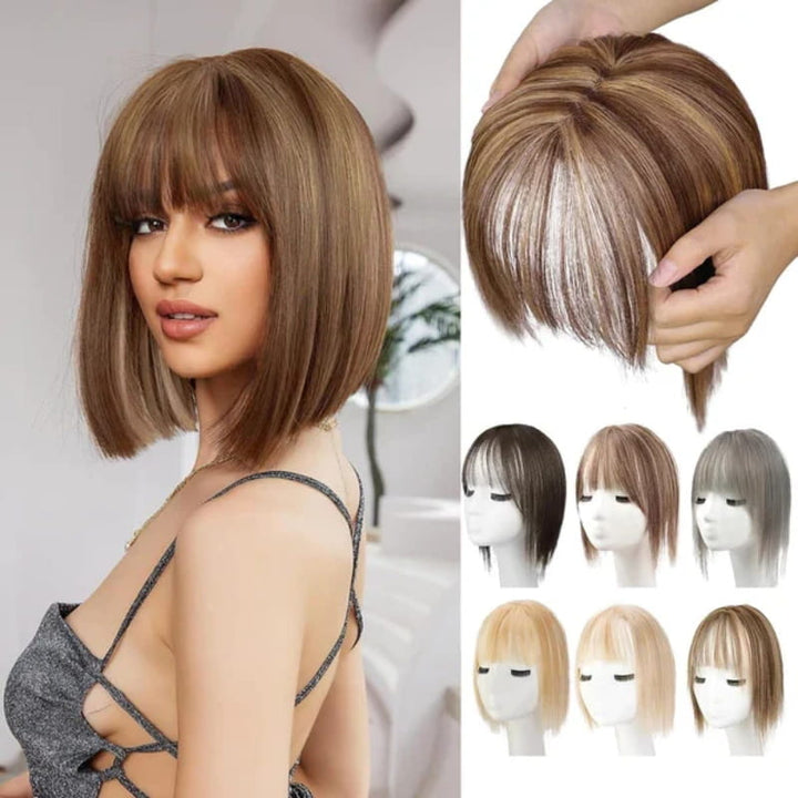 Pflegeleichtes Damen Haarteil mit Pony aus Kunsthaar, perfekt für den täglichen, natürlichen Look.