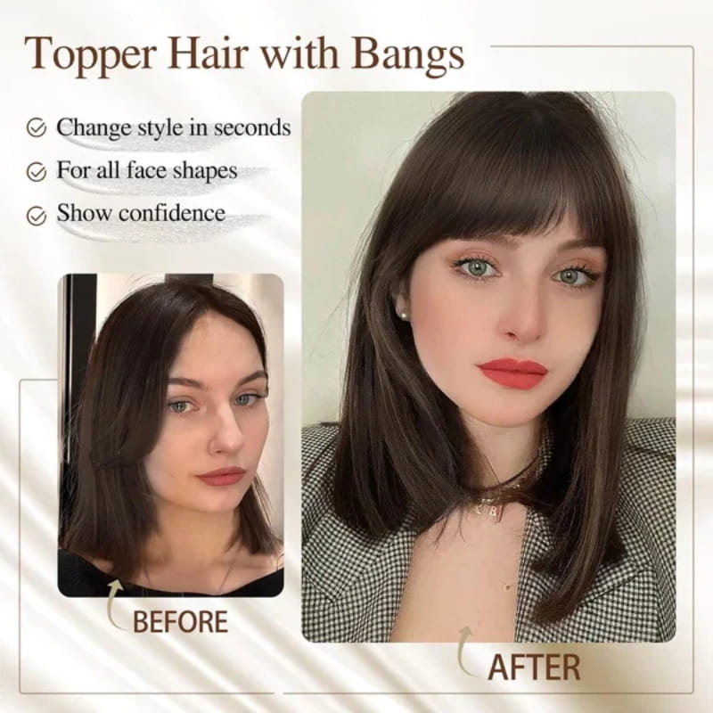 Stylisches Damen Haarteil mit integriertem Pony für eine komplette, elegante und natürliche Frisur.