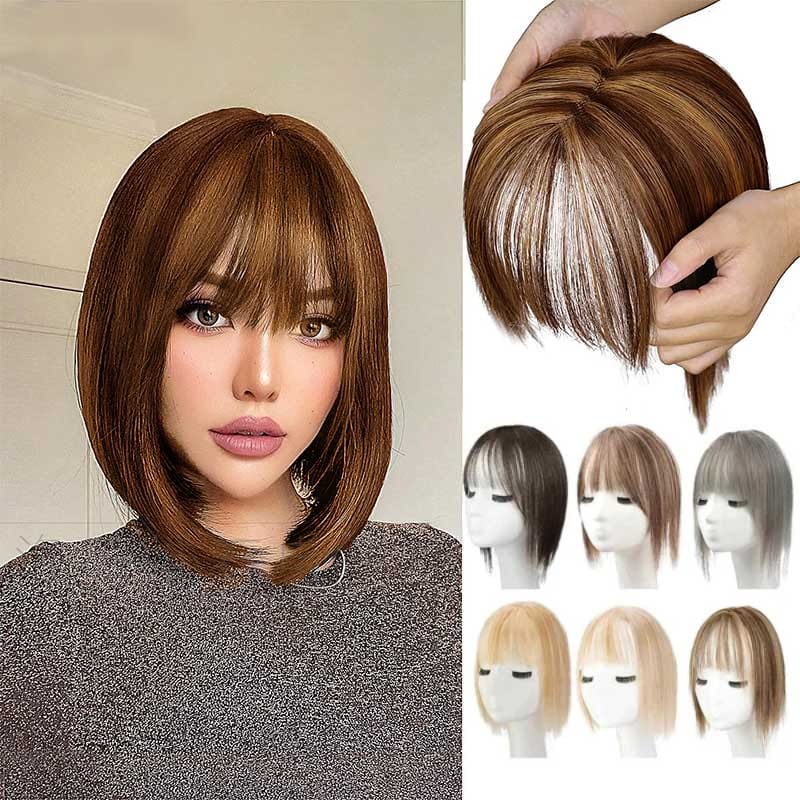 Natürliches Damen Haarteil mit Pony, das sich perfekt in das Eigenhaar einfügt und fülligeres Haar zaubert.