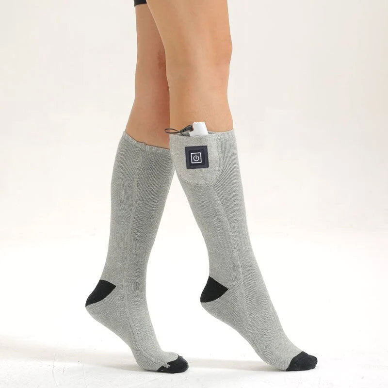 Graue ThermoLuxe beheizte Socken mit integrierter Heiztechnologie für optimalen Wärmekomfort.