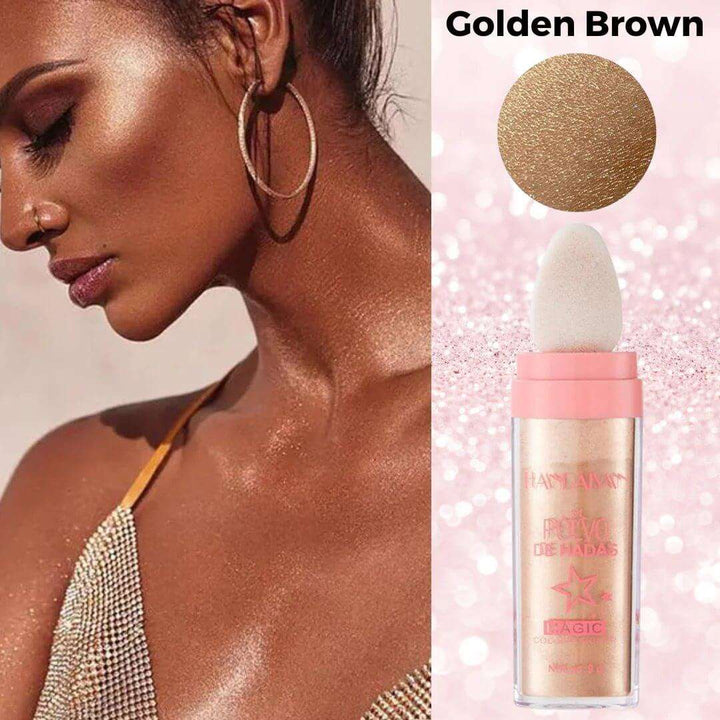 Nahaufnahme des Damen Highlighter Puderstifts, zeigt pudrige Textur für präzises Auftragen.