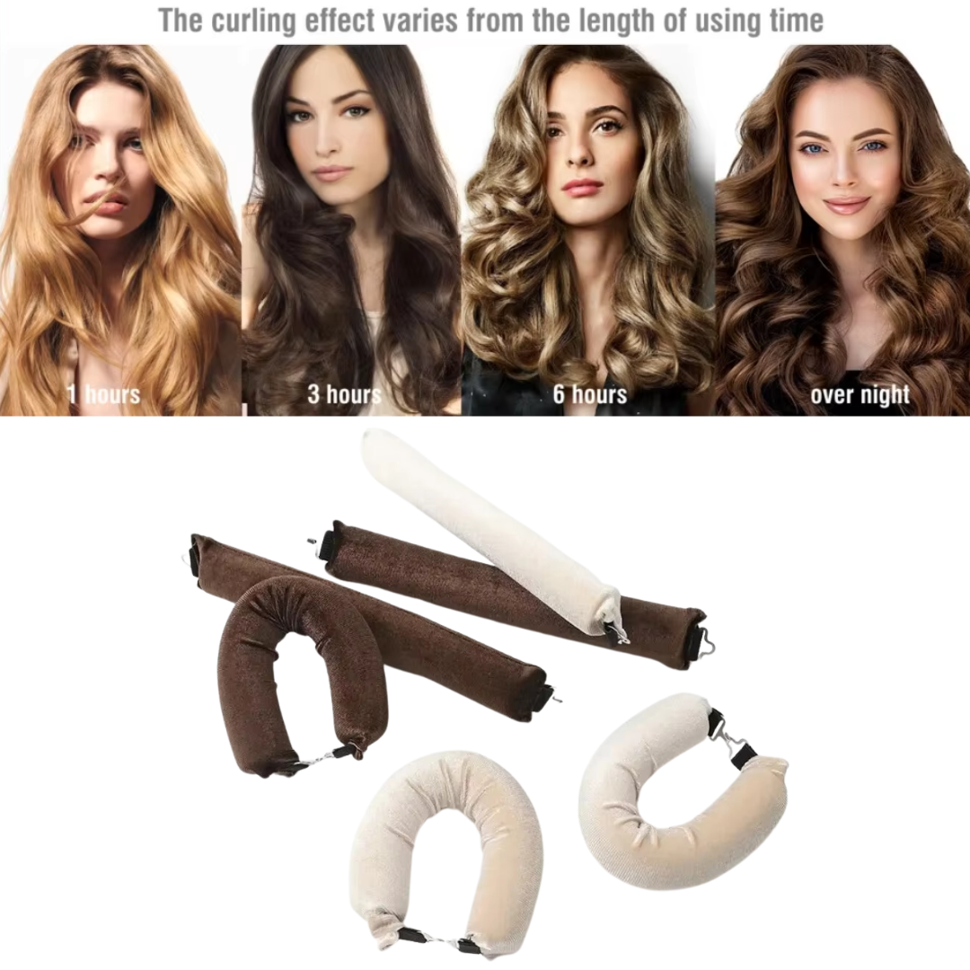 Schöne Frisuren über Nacht: Hitzefreier Haarwickler für Damen, kreiert weiche, langanhaltende Locken.