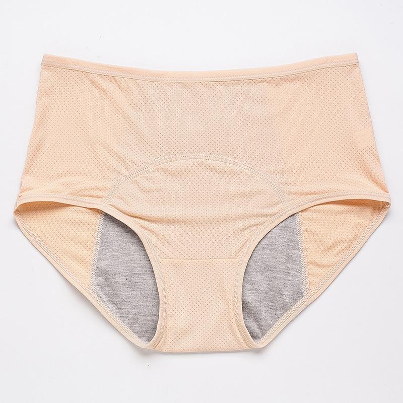 Set von auslaufsicheren Baumwoll-Unterhosen für Frauen, hochtailliert, praktisch und bequem.