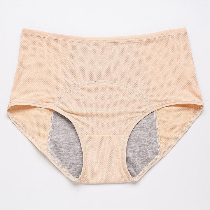 Set von auslaufsicheren Baumwoll-Unterhosen für Frauen, hochtailliert, praktisch und bequem.