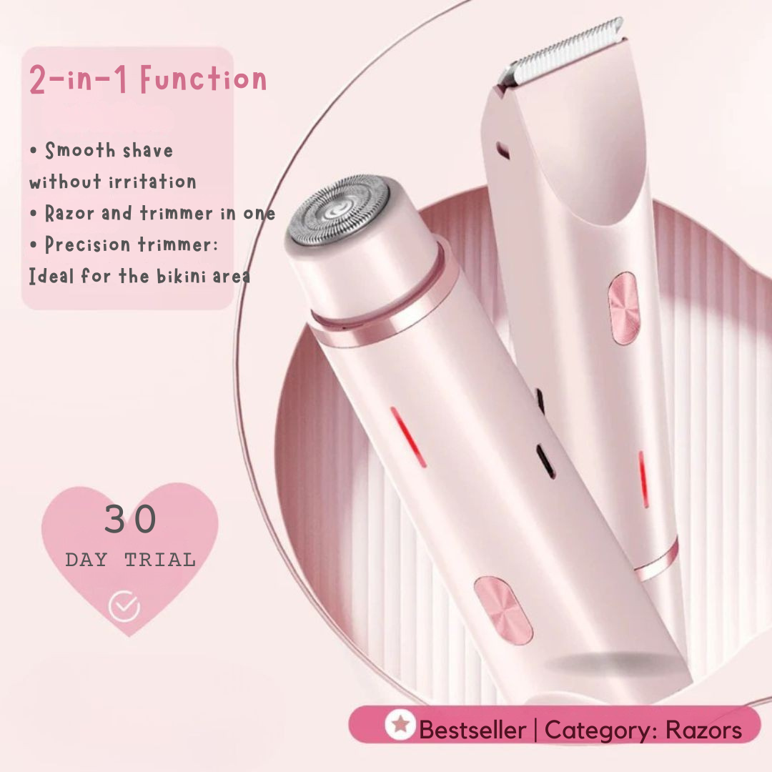 Sanfter elektrischer Intimrasierer für Damen. Ideal für Nassrasur, hinterlässt seidig glatte Haut.