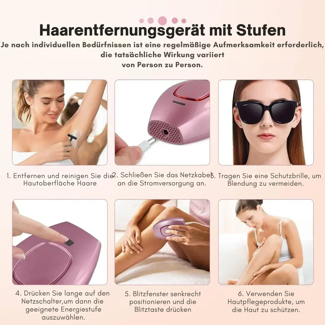Kompaktes IPL Enthaarungsgerät für Zuhause, einfache Anwendung & schnelle Ergebnisse.