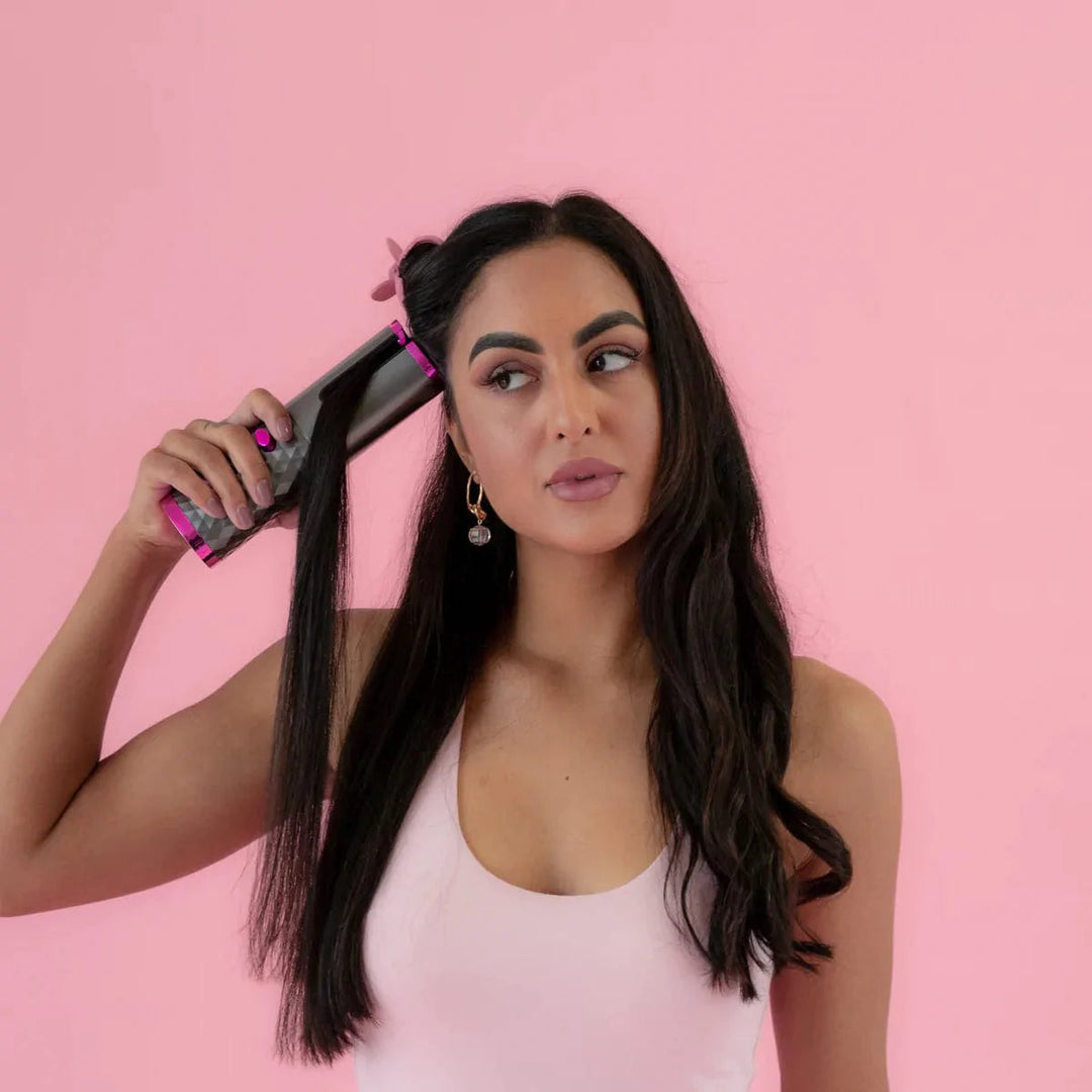 Damen kabelloser Auto-Lockenstab für perfekte, langanhaltende Locken & Wellen, tragbar. Haarstyling.