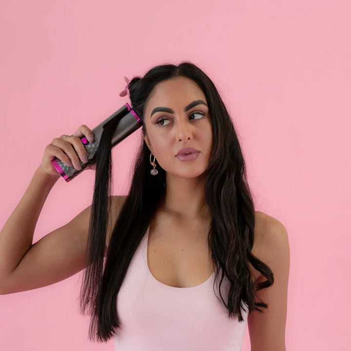 Damen kabelloser Auto-Lockenstab für perfekte, langanhaltende Locken & Wellen, tragbar. Haarstyling.