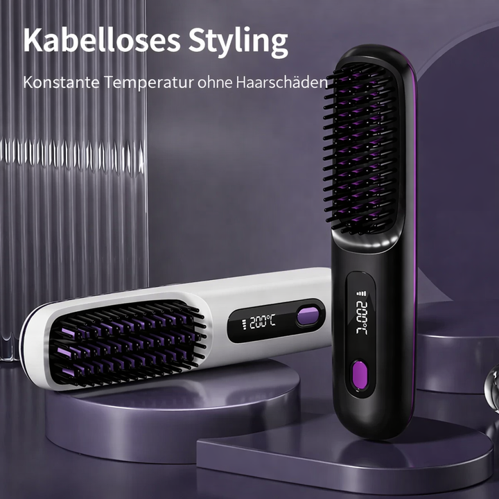 Kompakter USB-aufladbarer Reise-Haarglätter für Damen, kabellos mit Keramikplatten für unterwegs.