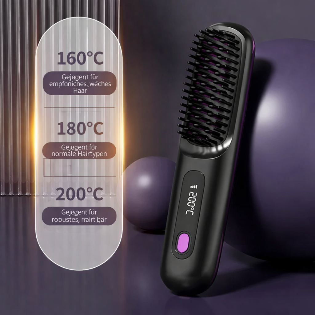 Damen Haarglätter kabellos, Keramik für glattes, frizz-freies Haar; USB aufladbar & LCD-Anzeige.