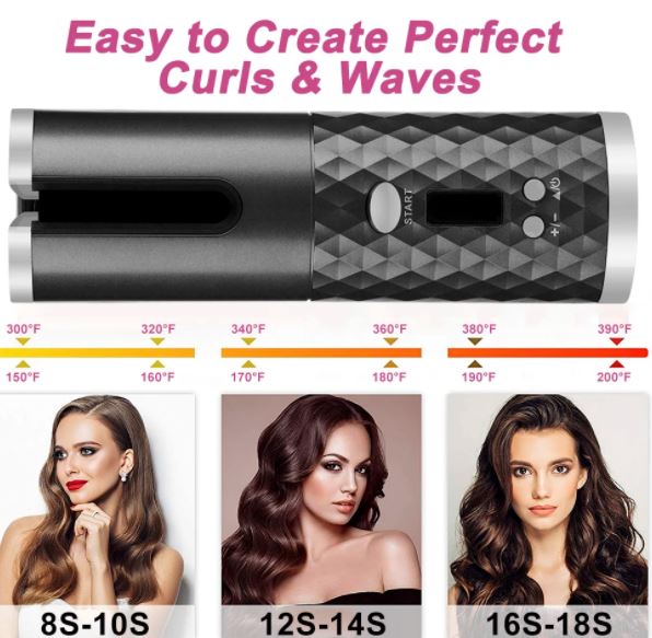Tragbarer kabelloser Lockenstab für Damen. Immer und überall perfekte Locken und Hairstyling.
