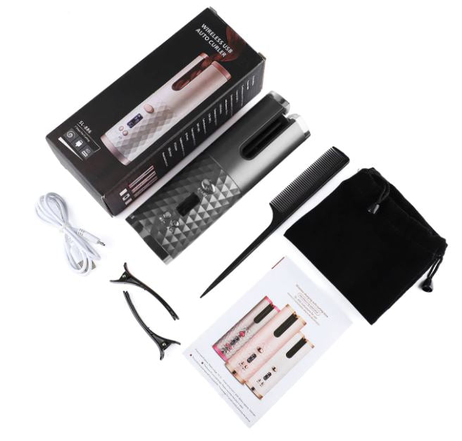 Moderner, kabelloser Lockenstab für Damen. Innovatives Gerät für einfache und schöne Locken.