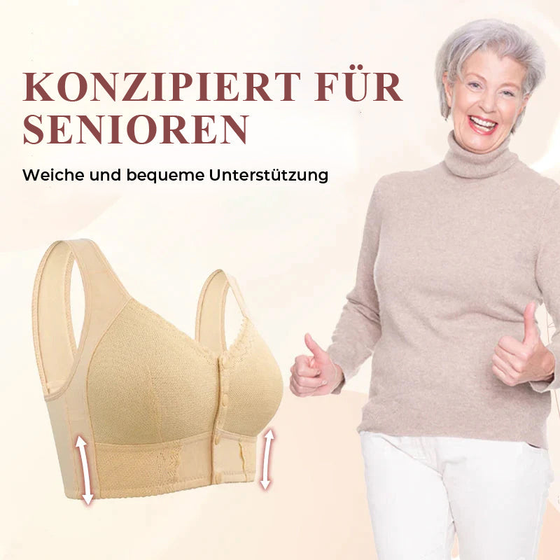 Bequemer Damen BH mit Frontverschluss aus Baumwolle. Atmungsaktiv, bügellos & alltagstauglich.