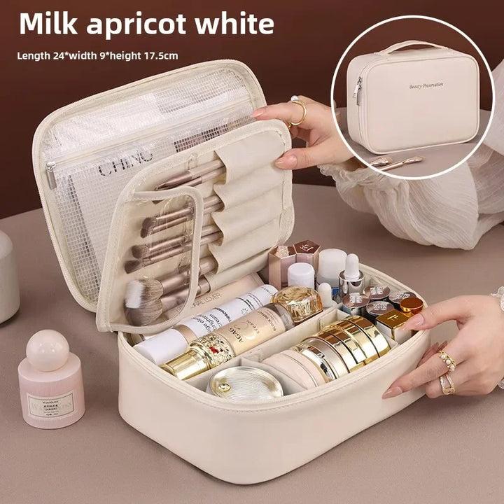Vielseitige Damen Kosmetiktasche für Reisen, Make-up & Beauty-Artikel; wasserabweisendes PU-Leder.