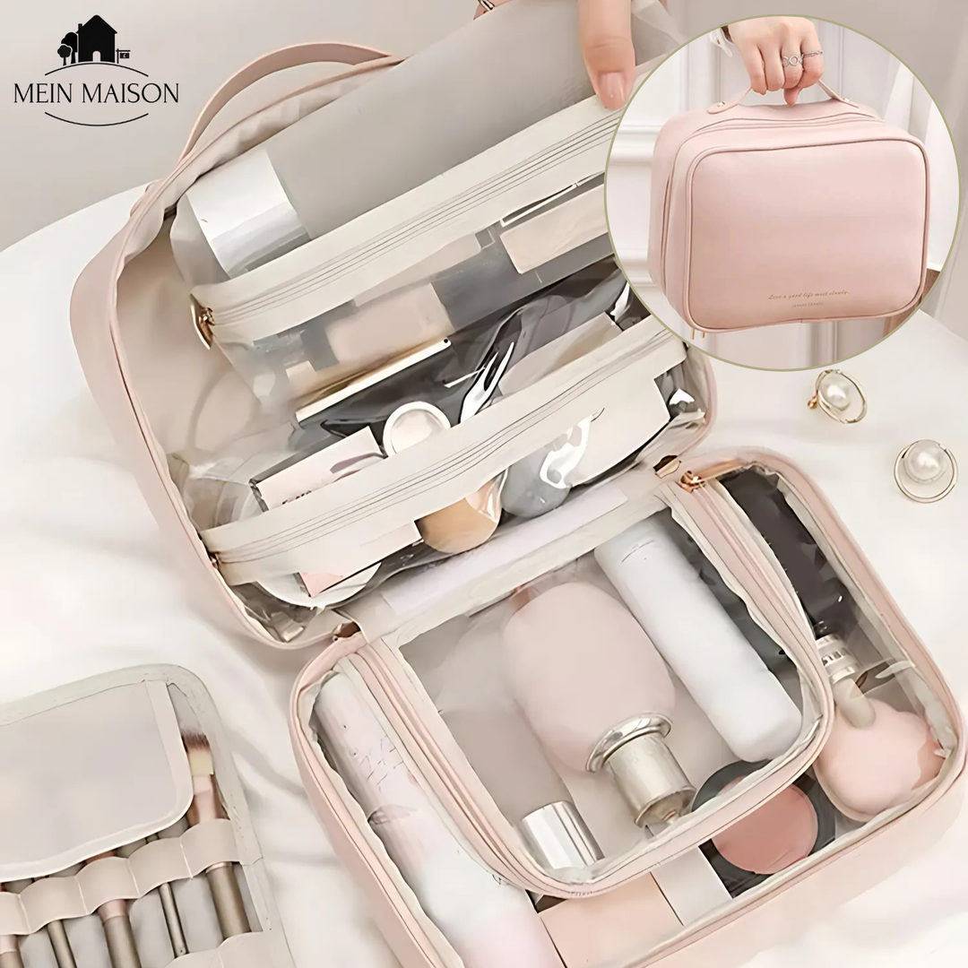 Damen Kosmetiktasche GlamiZen aus PU-Leder, rosa. Stilvolle Beauty-Aufbewahrung für unterwegs.