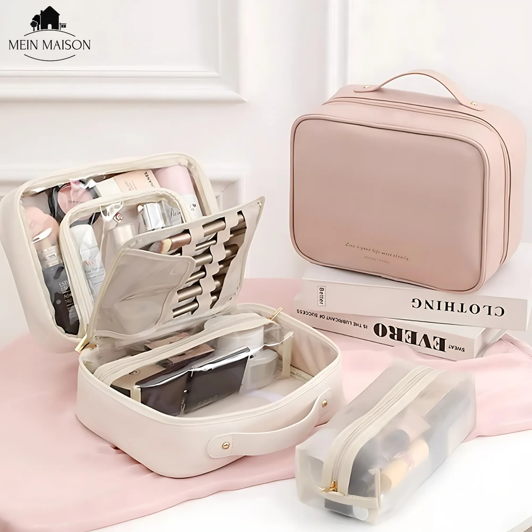 Elegante Make-up-Tasche GlamiZen für Damen. Wasserabweisender Beauty-Organiser mit Reißverschluss.