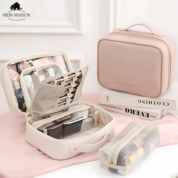 Elegante Make-up-Tasche GlamiZen für Damen. Wasserabweisender Beauty-Organiser mit Reißverschluss.