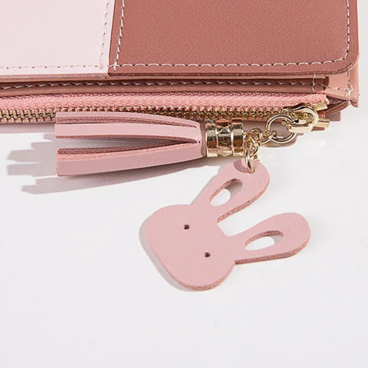 Elegante kurze Damen Geldbörse mit Quaste, Faltbrieftasche mit Reißverschluss, sehr kompakt.
