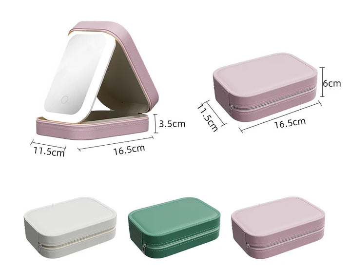 Perfektes Geschenk für Frauen: LED Kosmetikspiegel Box, Schminkspiegel mit Licht und Make-up Organizer.