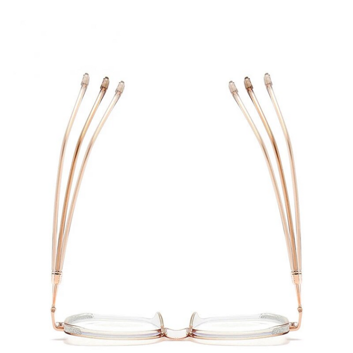 Nahaufnahme der Damen Vintage-Brille: Details des Rahmens für komfortable Lesehilfe.