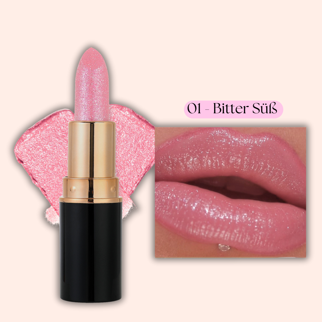 Kosmetische Damen-Lippenpflege für seidigen Glanz & tiefe Feuchtigkeit, farbintensiv.